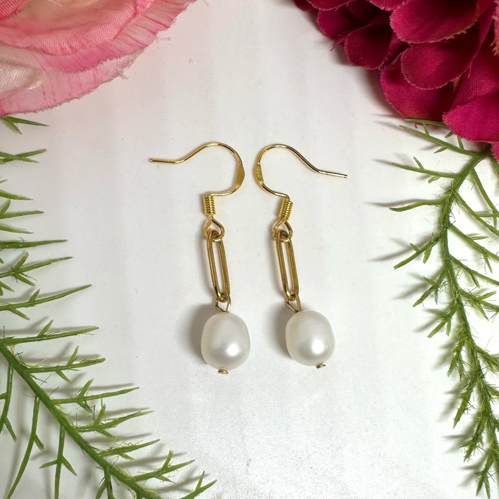 NEW⚜️Real Pearl Chain Drop Earrings